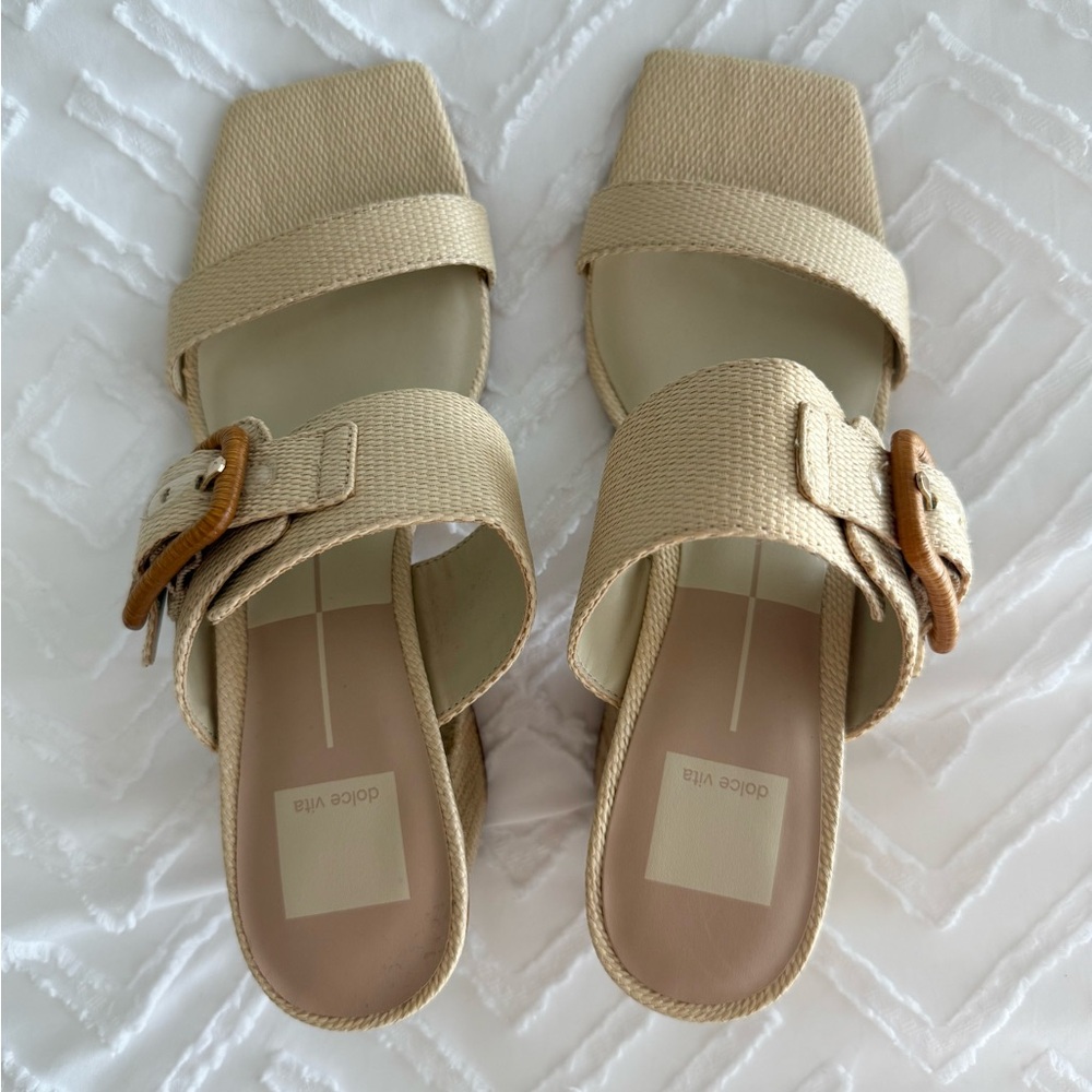 Dolce Vita Posy Raffia Block Heels